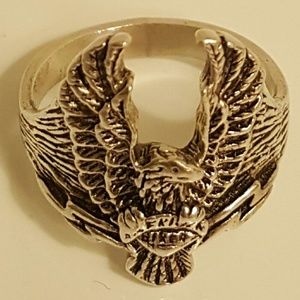 Mens Stainless Steel Eagle Biker Ring SIze 9